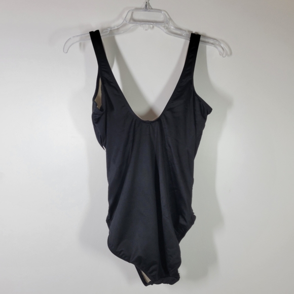 Miraclesuit Black Cream Gold Sequin V-neck Swim Suit One Piece Size Small - Picture 2 of 6